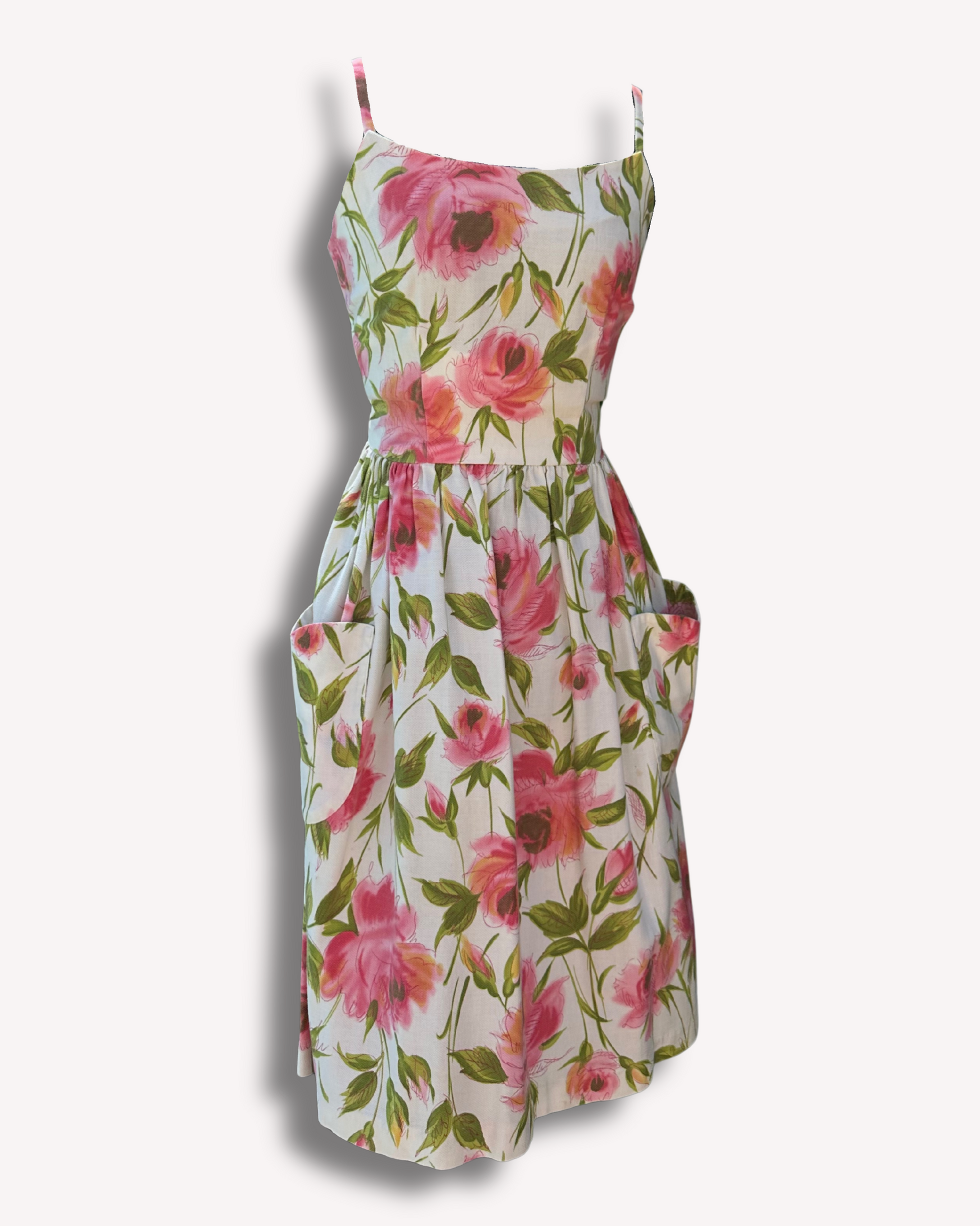 Vintage ROSE - 1950s Sundress with Oversized Pockets