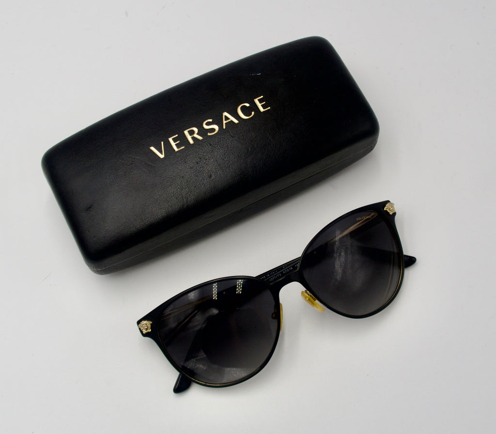 Versace Black & Gold Polarized Sunglasses