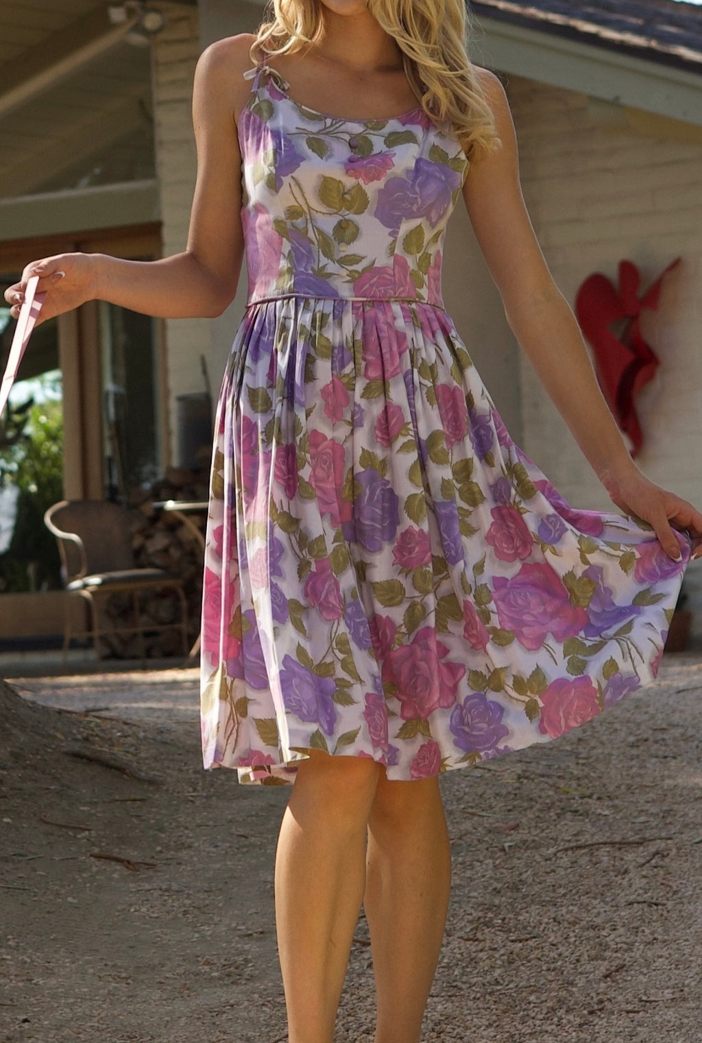 Vintage EVA - 1950s Lavender Hour Garden Party Dress
