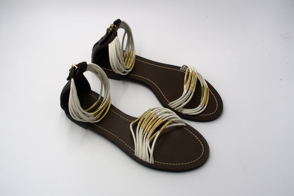 Tory Burch Archival Gladiator Sandals – Cream, Brown & Gold