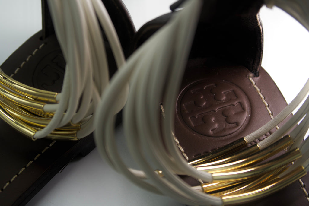 Tory Burch Archival Gladiator Sandals – Cream, Brown & Gold