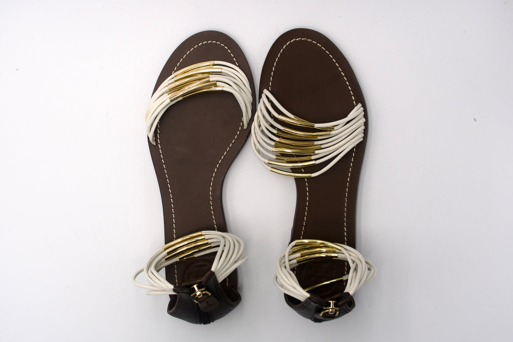 Tory Burch Archival Gladiator Sandals – Cream, Brown & Gold