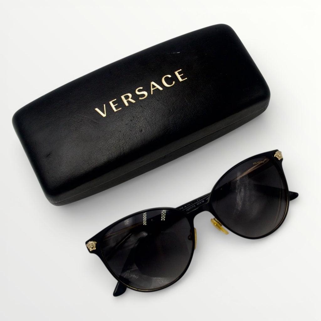 SOLD Versace Black & Gold Polarized Sunglasses
