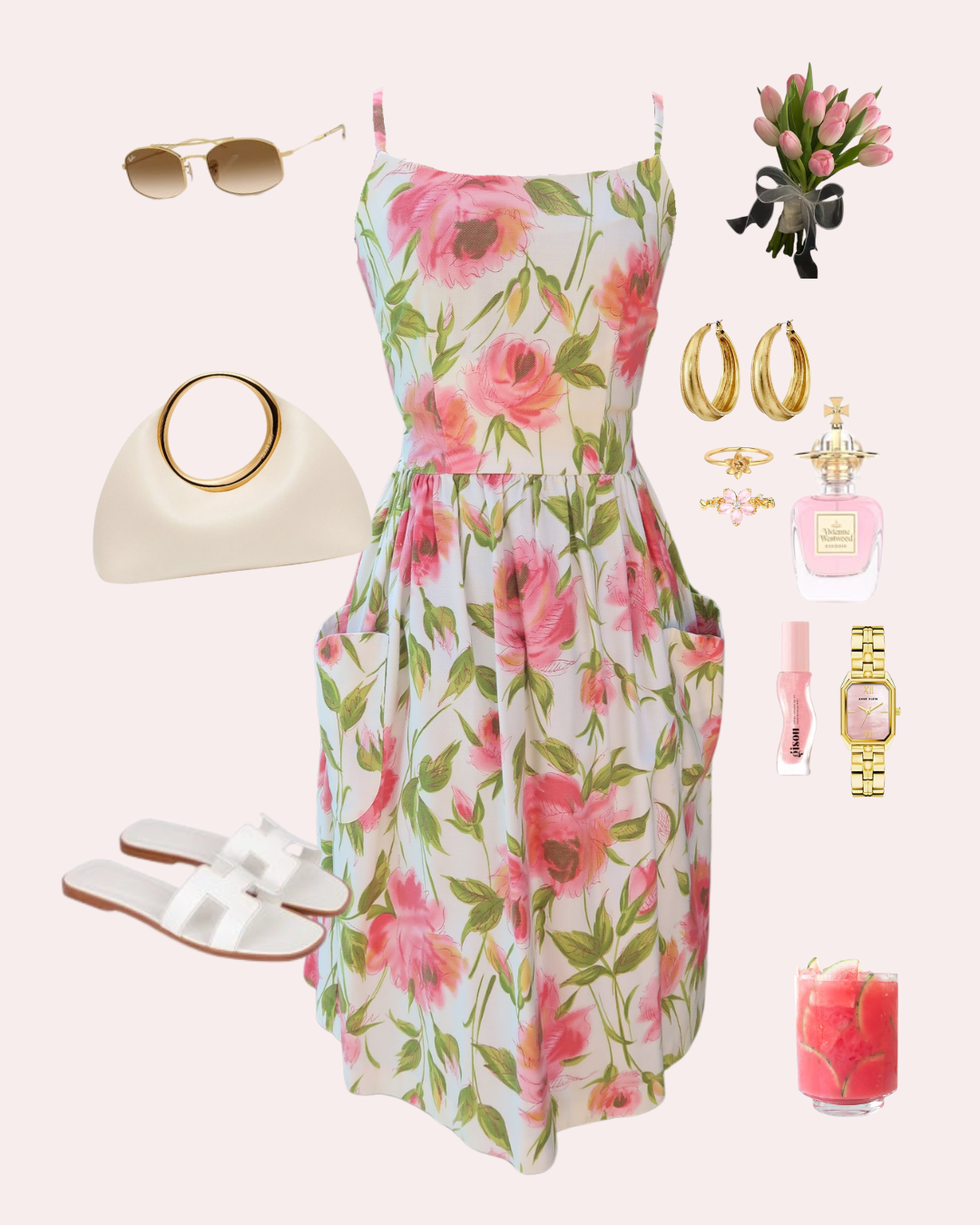 Vintage ROSE - 1950s Sundress with Oversized Pockets