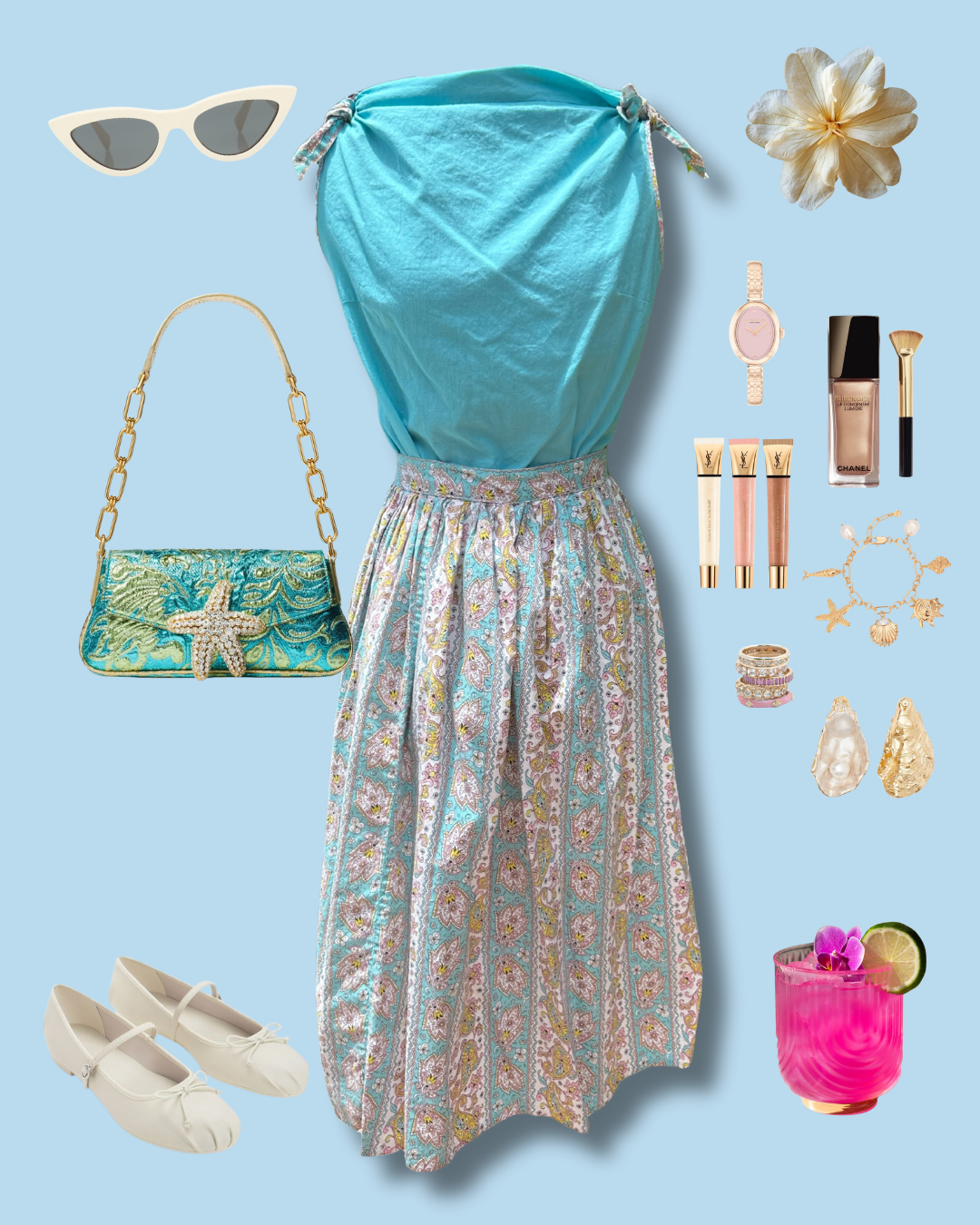 Vintage BLEU - 1950s 2-Pc. Laguna Breeze Set