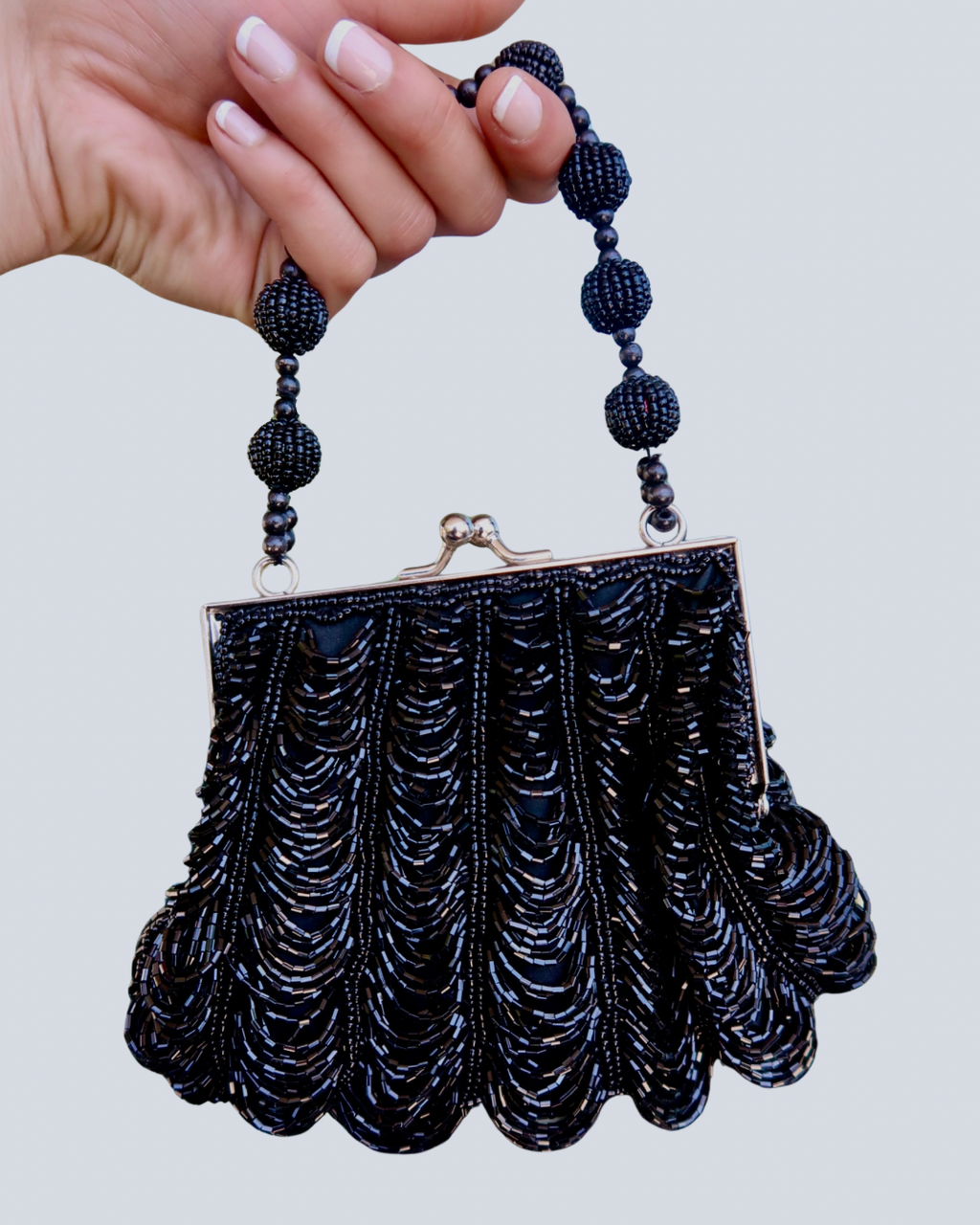 Rare Vintage Scalloped Beaded Evening Purse